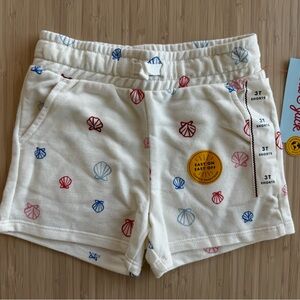 Target toddler girl drawstring shorts seashells summer 3T red and blue
